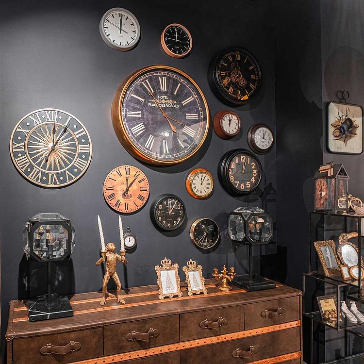 Настенные часы Gold Metal Cased Wall Clock With Black Dial - ракурс 9