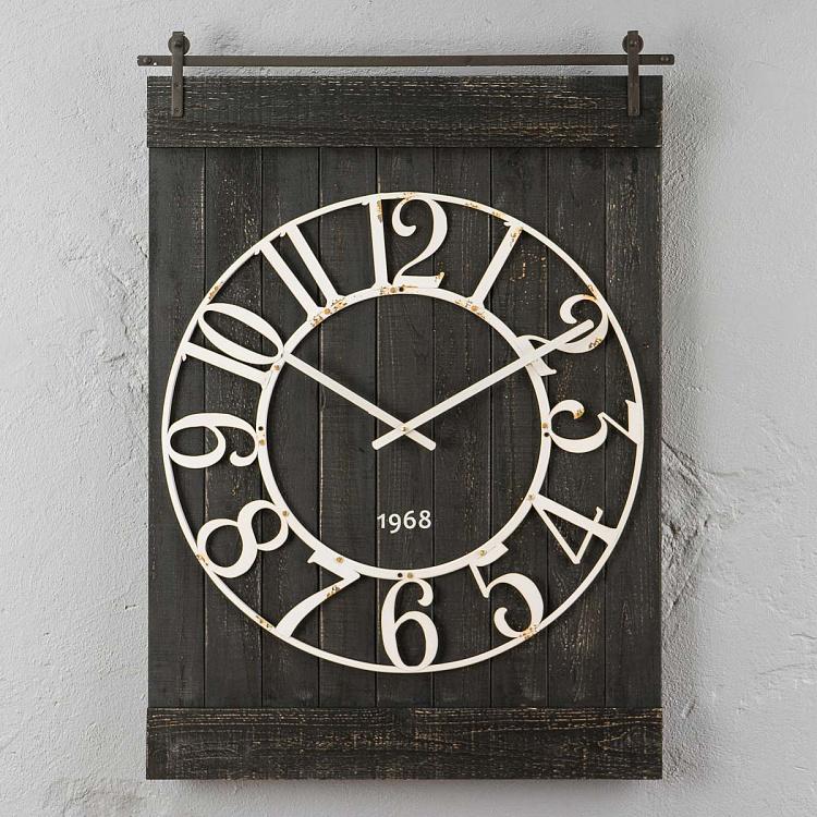 Настенные часы из крашеного дерева Барни Barney Black Pine Clock