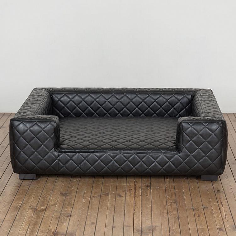 Чёрный диван для собак/кошек Эдоардо с прострочкой Бентли, L Edoardo Sofa Large, Faux Leather Black