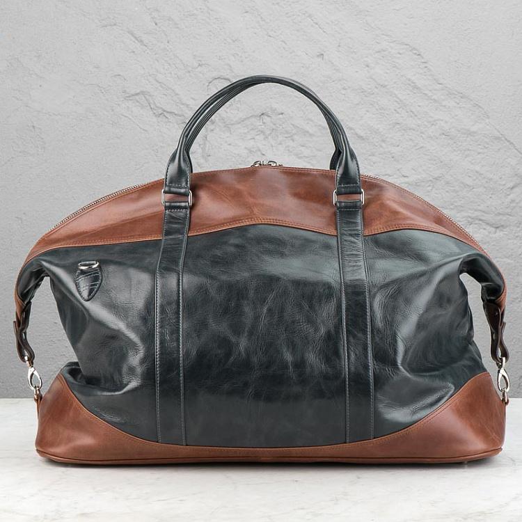 Серая с коричневым кожаная дорожная сумка Сечел Satchel Weekender Bag, Gray And Dark Brown