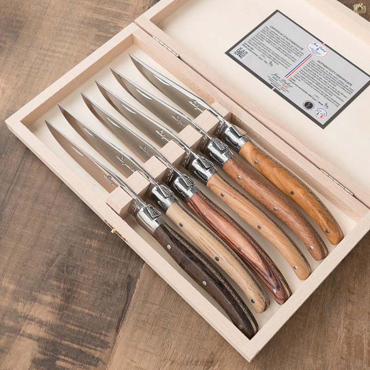 Набор из шести ножей для стейка 6 Steak Knives Wood Mix In Box