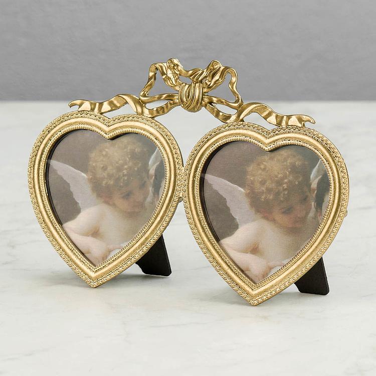 Рамка для фото Двойное сердце Double Heart Golden Photo Frame