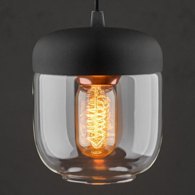 Чёрный подвесной светильник Жёлудь на чёрном проводе Acorn Black Hanging Lamp With Black Cord