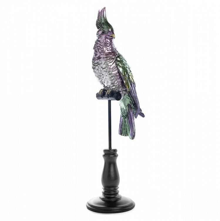 Новогодняя фигурка Попугай на подставке Parrot Bird On Stand Purple Green 51,5 cm