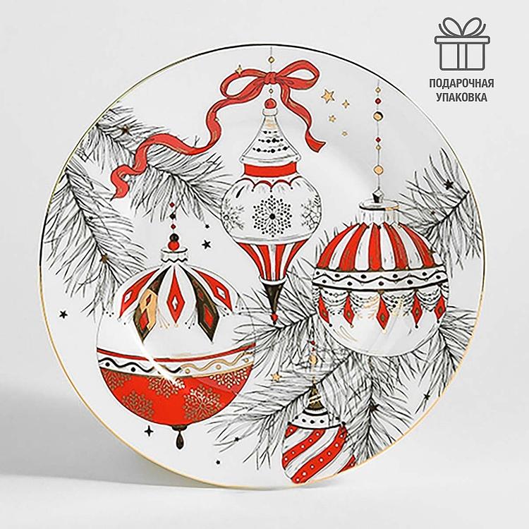 Десертная тарелка Новогодняя с ёлочными шарами New Year Balls Dessert Plate