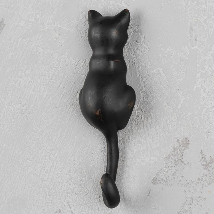 Настенный крючок Чёрный кот Cat Tail Hook