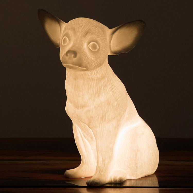 Фарфоровая настольная лампа Чихуахуа Porcelain Chihuahua Lamp