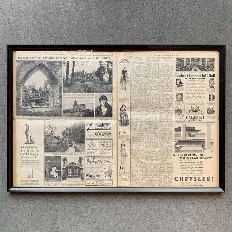 Винтажная газета в раме Таймс, 20 ноября 1928 Vintage Times, Nov 20, 1928