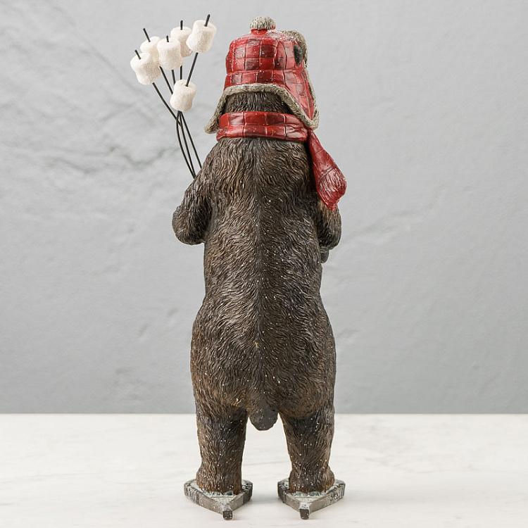 Новогодняя фигурка Медведь с маршмеллоу дисконт1 Country Bear With Marshmallow Brown 39 cm discount1