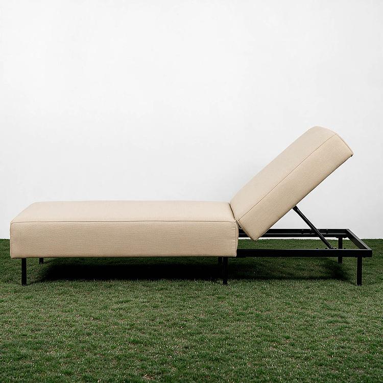 Садовый шезлонг-лежак Chic Lounger, Black акриловая ткань Heather Beige - ракурс 3