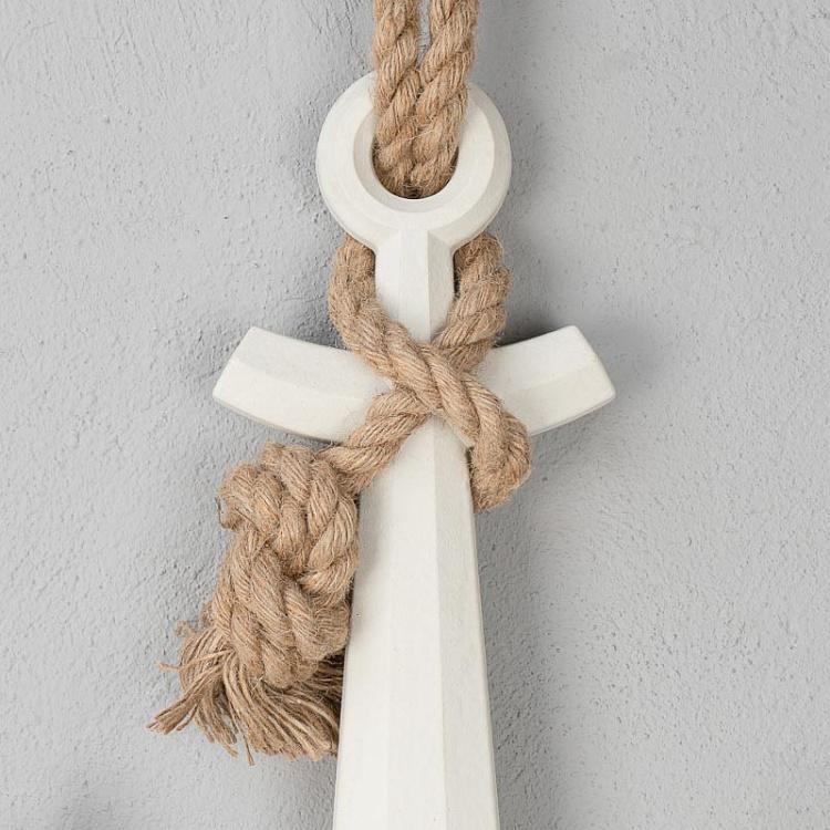 Подвесное украшение на верёвке Белый якорь Anchor With Rope White