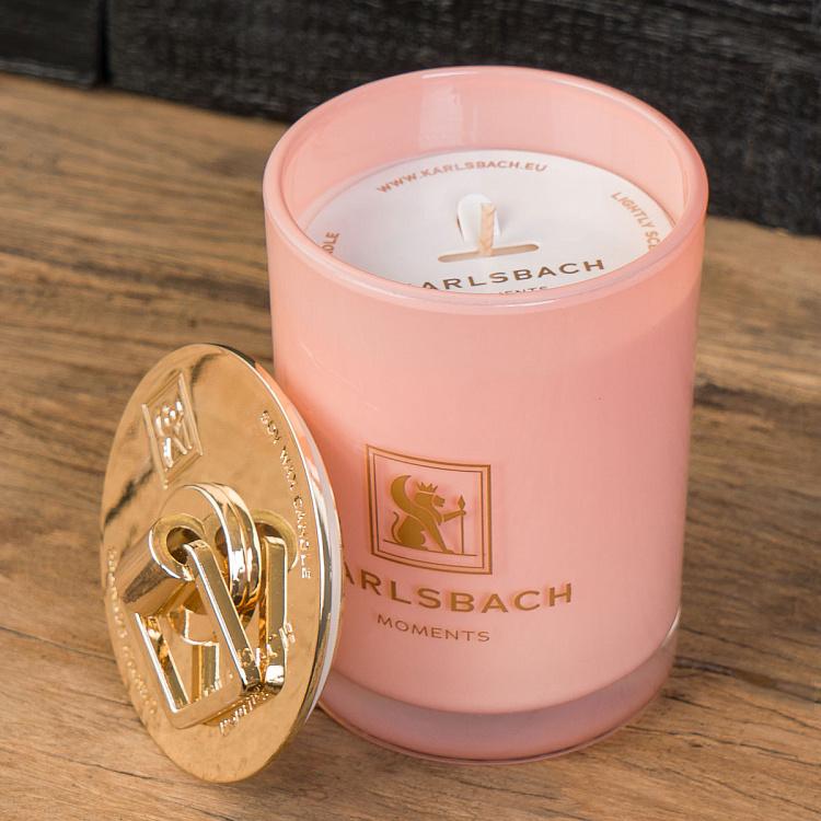 Арома-свеча в розовом стакане с золотой крышкой Кактус Aroma Candle In Pink Glass With Gold Lid Cactus