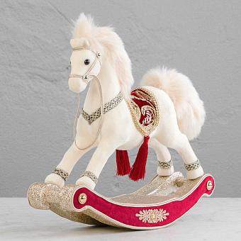 Rocking Horse Figurine White With Red Saddle