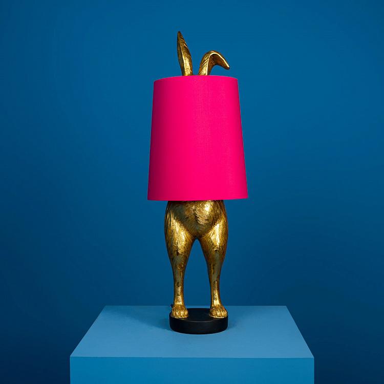 Настольная лампа Робкий кролик с розовым абажуром Table Lamp Hiding Bunny Pink