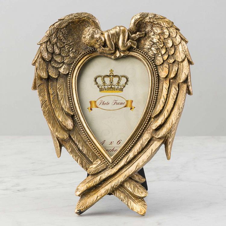 Рамка для фото с Ангел с золотыми крыльями Golden Angel Wings Photo Frame