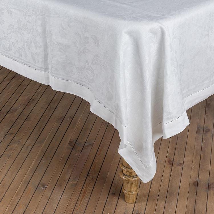 Двусторонняя белая льняная скатерть Адамаскада, 178x310 см Adamascada Tablecloth White 178x310 cm
