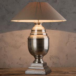 Table Lamp Trophy Tarnished Silver XL With Shade Hemp Sand Coolie