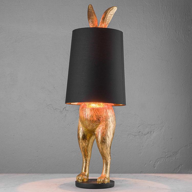 Торшер Робкий кролик с чёрным абажуром Floor Lamp Hiding Bunny Black