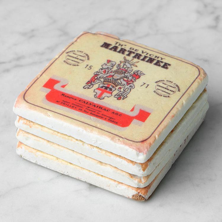 Набор из 4-х подставок под стаканы Set Of 4 Stone Coasters Alcoholic Beverage Labels - ракурс 2