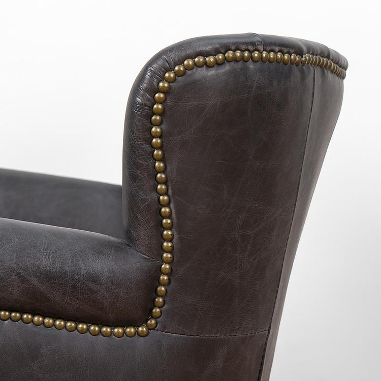 Кресло Paul Armchair With Stripes, Black Wood D натуральная кожа Antique Ebony - ракурс 8