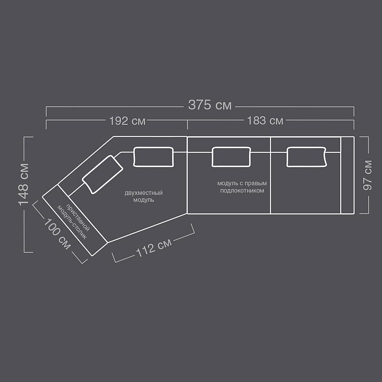 Угловой модульный диван Блэкджек Black Jack Group PF