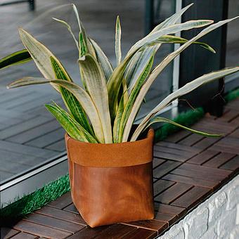 Корзина для хранения Leather Storage Basket натуральная кожа Caramel Old