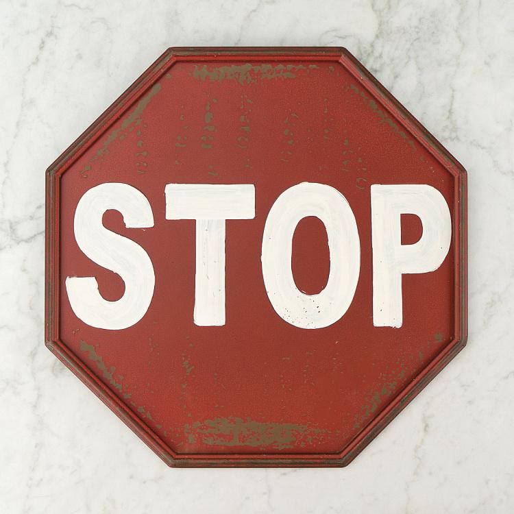 Восьмиугольная металлическая табличка Стоп Metal Sign Stop