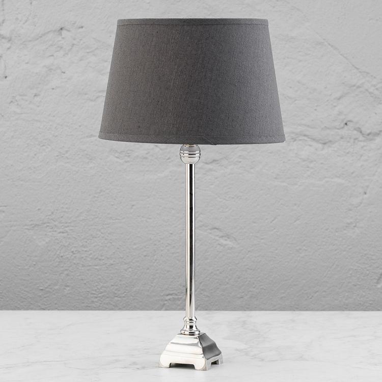 Настольная лампа c никелевым квадратным основанием и абажуром Square Base Nickel Table Lamp With Shade