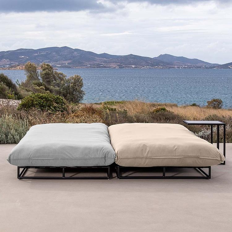 Садовый шезлонг-лежак Coral Lounger, Black акриловая ткань Heather Beige - ракурс 12