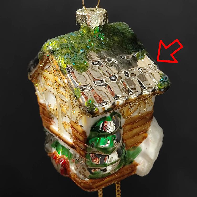 Ёлочная игрушка Часы с кукушкой дисконт8 Glass Hanger Cuckoo Clock 8 cm discount8