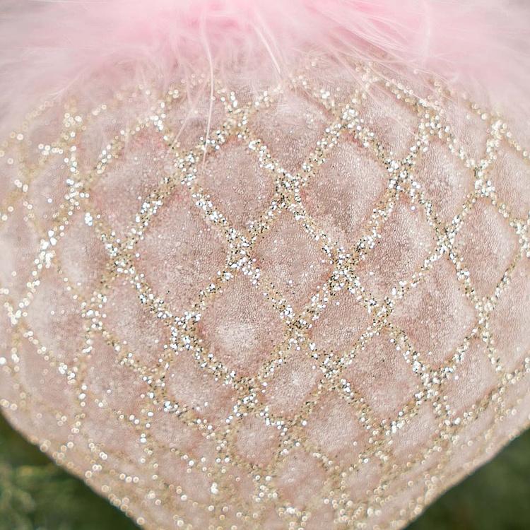 Ёлочная игрушка Розовая шишка с пухом, S Multifaceted Bulb With Fluff Pink 8 cm