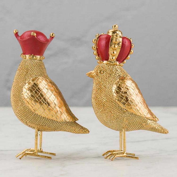 Набор из двух статуэток Золотые королевские птицы Set Of 2 Figurines Royal Bird Gold Red