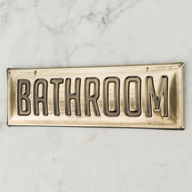 Металлическая табличка Ванная комната 1 Brass Sign Bathroom 1