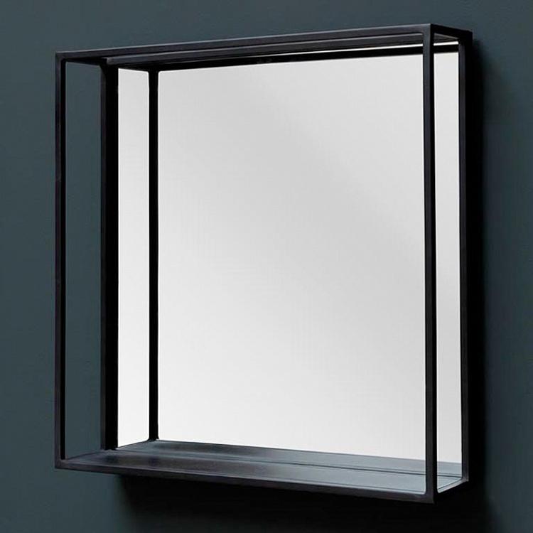 Квадратное железное зеркало с полкой Square Mirror With Shelf