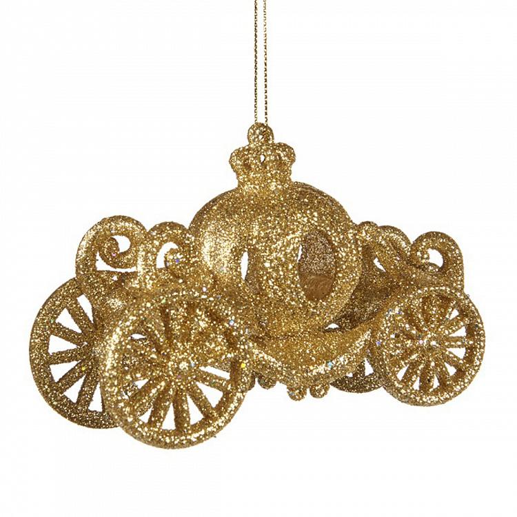 Ёлочная игрушка Тыквенная золотая карета Pumpkin Carriage Gold 12 cm