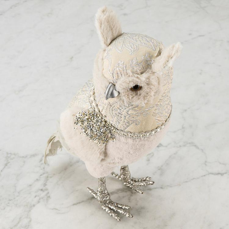 Новогодняя фигурка Сова с блёстками 1 Owl With Sparkles Head Right 34 cm