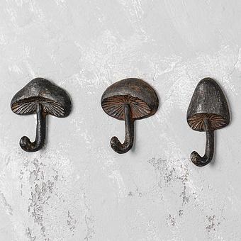 Set Of 3 Hooks Mushrooms Cast Iron