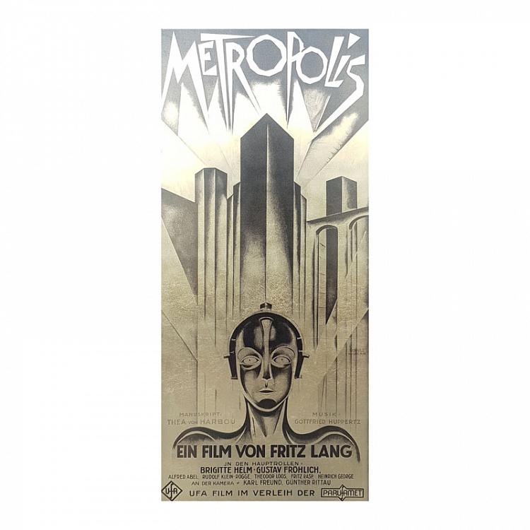 Картина с золотой поталью и текстом Метрополис, S Metropolis Gold Text Small