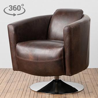 Кресло Rocket Swivel Chair натуральная кожа Antique Tobacco