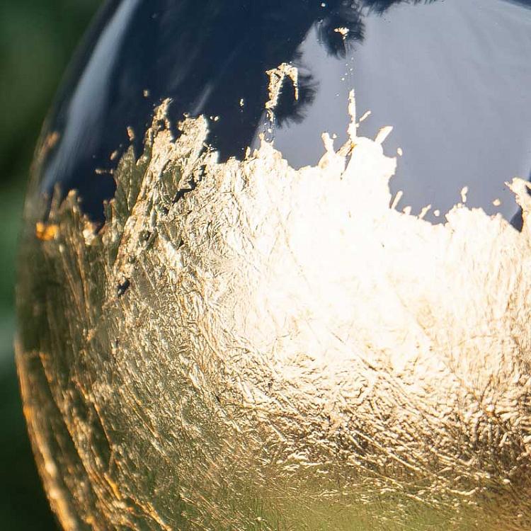 Синий ёлочный шар Сусальное золото Glass Gold Leaf Bottom Ball Blue/Gold 8 cm
