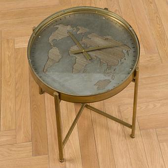 Vernes Side Table With Clock And Worldmap