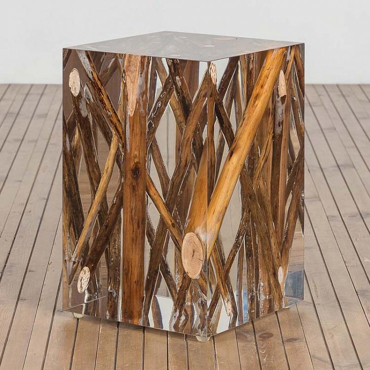 Прикроватный столик с ветками деревьев в акриле, L Spur Acrylic Drift Wood Occasional Table Large