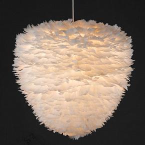 Eos Evia Hanging Lamp White Feathers White Cord Large