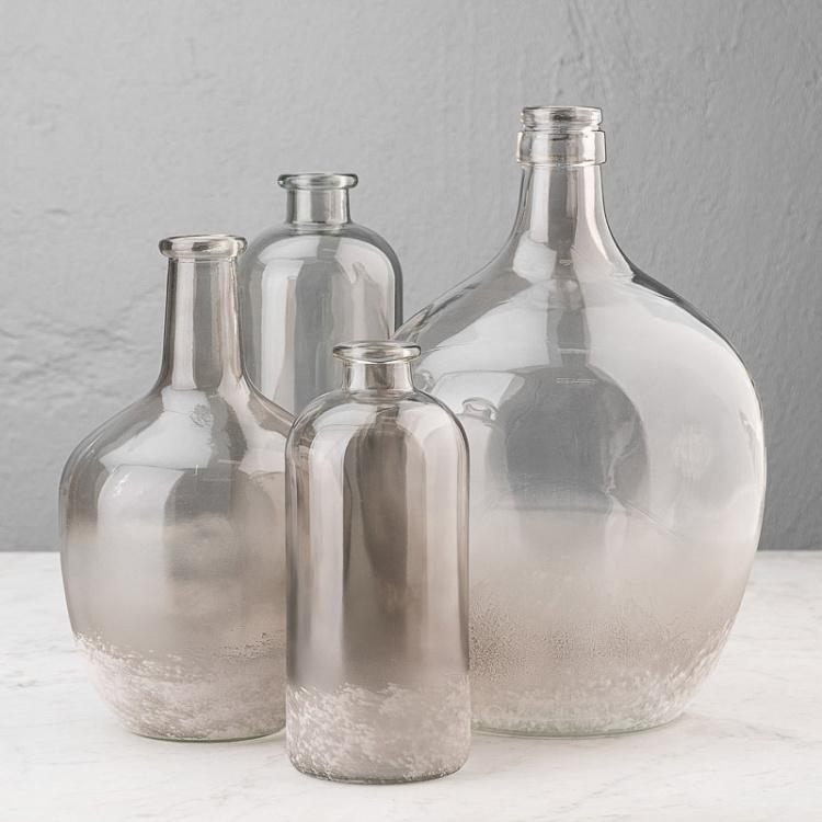 Ваза-бутыль из серого под изморозь стекла, L Grey-frosted Glass Bottle Vase Large