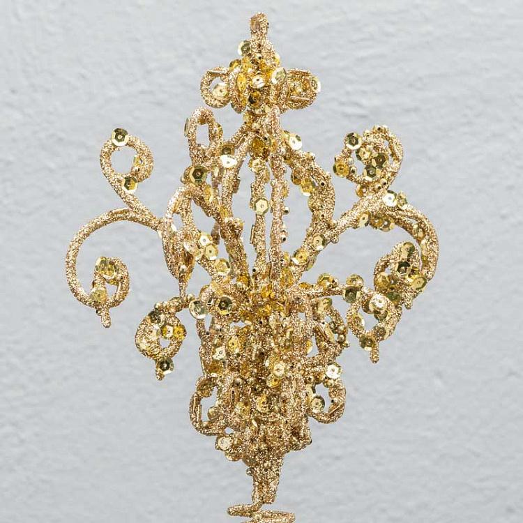 Верхушка на ёлку Люстра с блёстками Glitter Sequin Chandelier Tree Topper Gold 25,5 cm