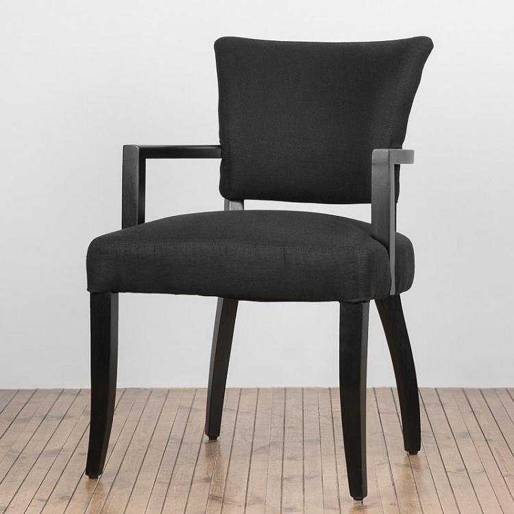Mimi Dining Chair With Arms, Black Wood
