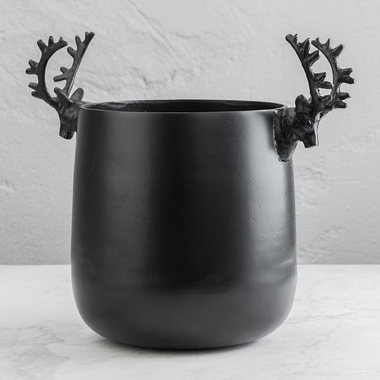 Чёрное ведро для льда с головами оленей Deer Heads Ice Bucket Black