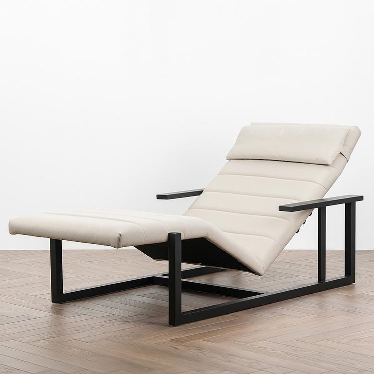 Садовый шезлонг-лежак Roxy Lounger, Black акриловая ткань Light Stone - ракурс 2