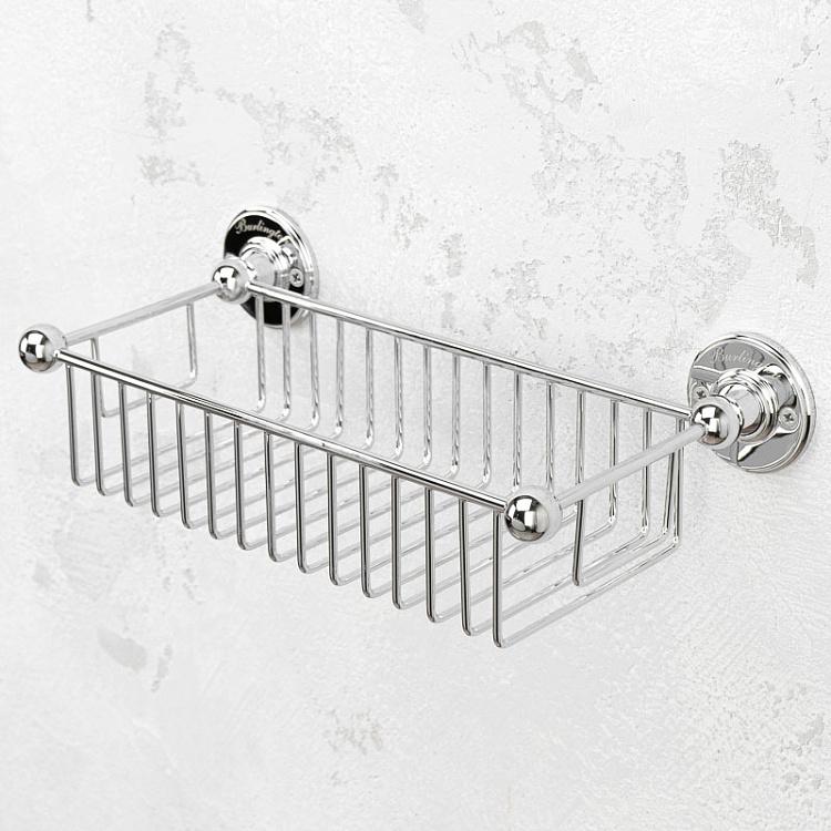 Прямоугольная глубокая полка-решётка цвета хром, L Shelf Basket Chrome Large