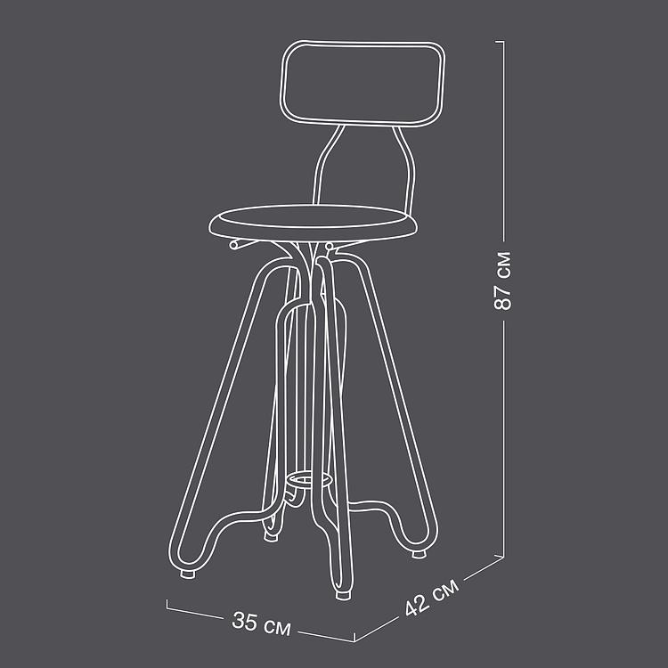 Серый металлический с патиной барный стул Metal Chair Grey Patina
